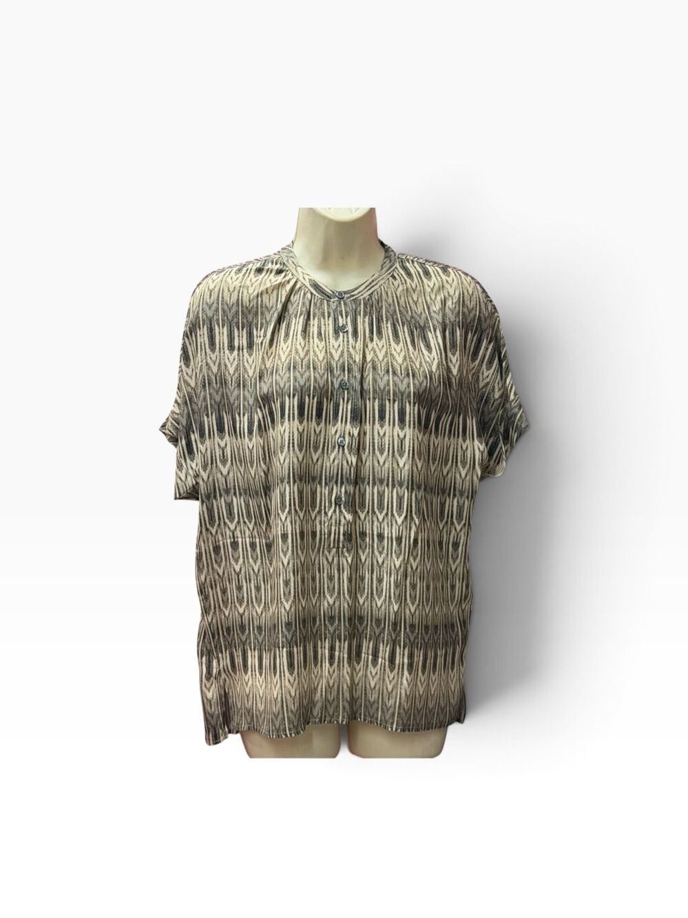 Billy Reid Ikat Print Button Front 100% Silk Blouse NWT Size Small